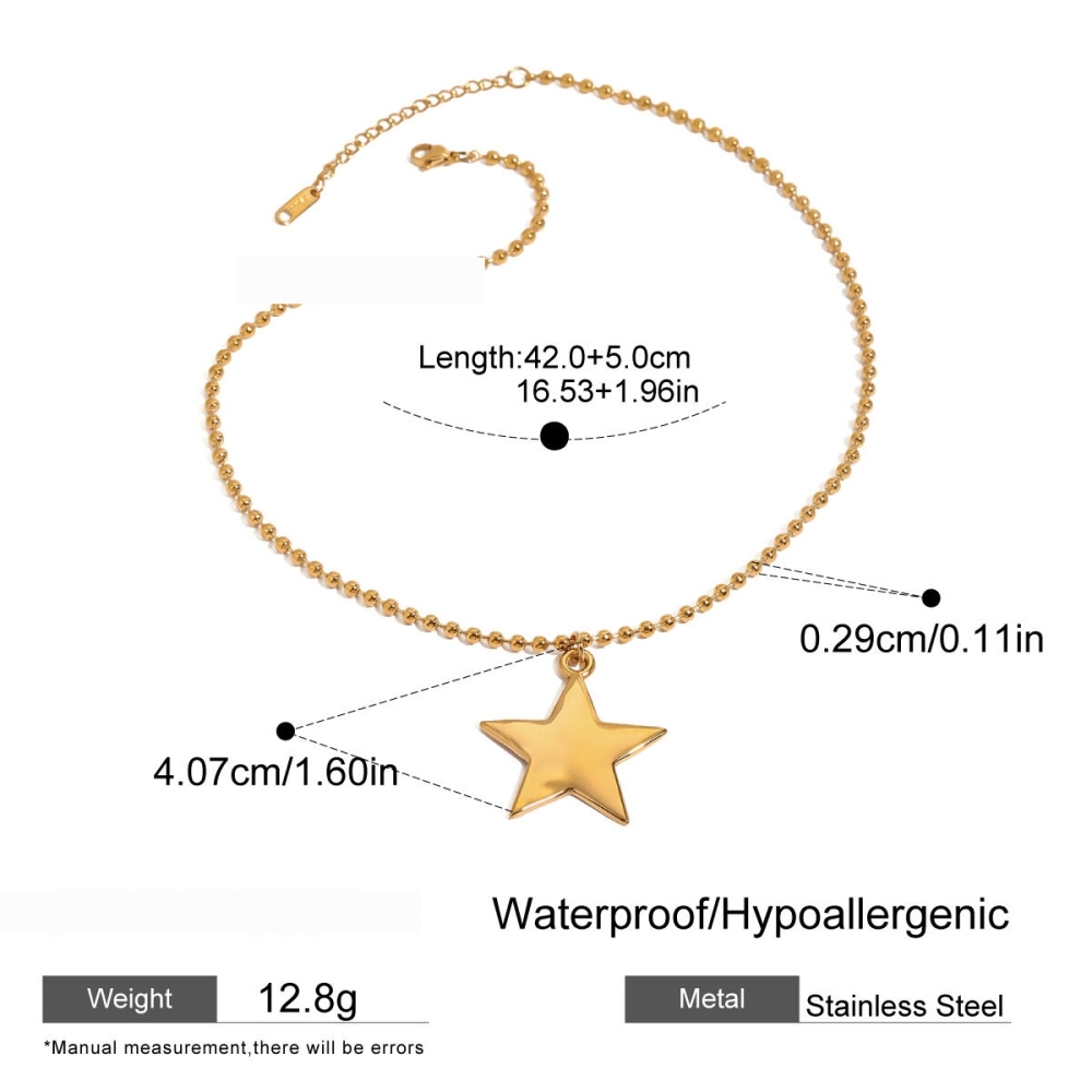 Collier Pendentif Femme Moderne, Pentagramme Massif Quotidien, En Acier Inoxydable Étanche, Couleur Or, 1 Pièce 