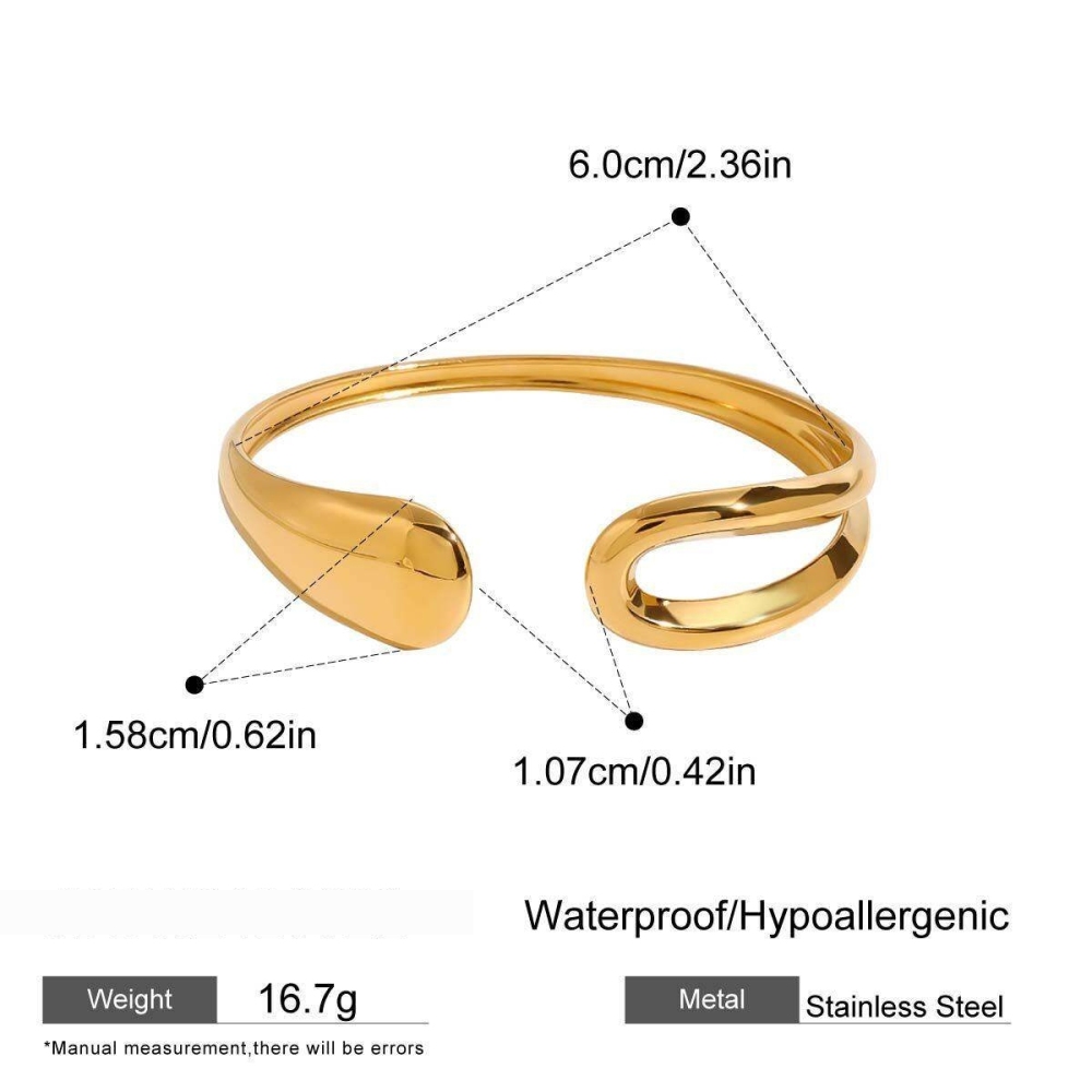 Bracelet Jonc Classique Annulaire Irrégulier En Acier Inoxydable, Couleur Or, Style Minimaliste, Pour Femme (1 Pièce)