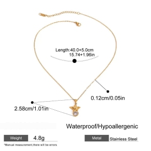 Collier Pendentif Femme Style Rétro Ange, En Acier Inoxydable, Couleur Or, Étanche, Collection Romantique (1 Pièce) h5 