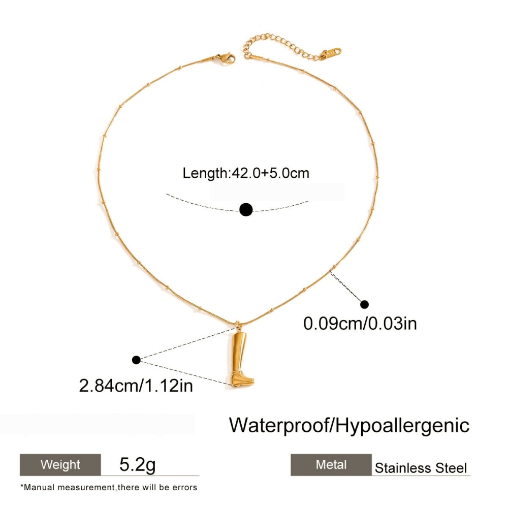 Collier Pendentif Femme En Acier Inoxydable Doré, Style Botte Asymétrique Chic, Collection Romantique (1 Pièce)