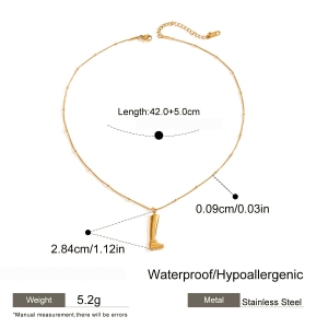 Collier Pendentif Femme En Acier Inoxydable Doré, Style Botte Asymétrique Chic, Collection Romantique (1 Pièce) h5