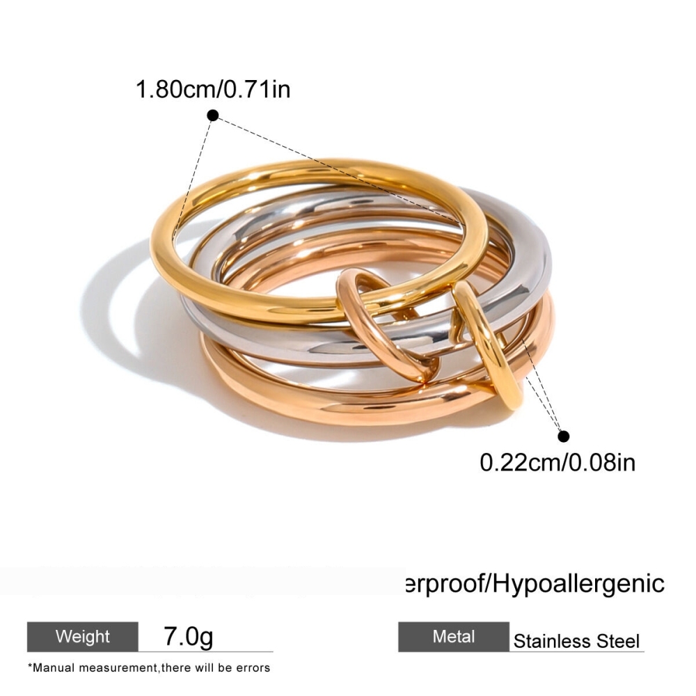 1 Paire De Bagues Simples Pour Femme, Style Annulaire, En Acier Inoxydable Étanche, Couleur Cuivre Et Or.