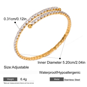 Bracelet Jonc Pour Femme, 1 Pièce, Série Luxueuse, Sexy, Annulaire, Exquis, En Acier Inoxydable, Étanche, Couleur Or h5 