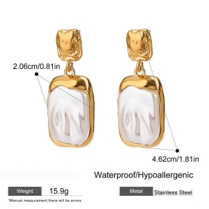 1 Paire De Boucles D'Oreilles Pendantes Élégantes Pour Femme, Style Rétro Français, En Acier Inoxydable Doré, Étanches. Collection Luxueuse. h5 