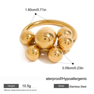 Bague Simple Pour Femme, Collection Minimaliste, Style Sphérique Décontracté, En Acier Inoxydable Étanche Couleur Or. h5 