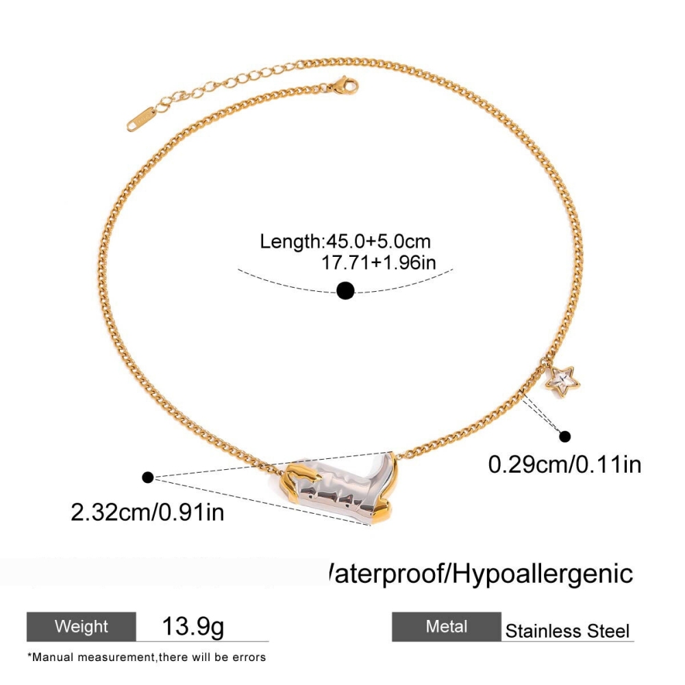 Collier Pendentif Femme Élégant En Forme De Bottes De Cowboy, En Acier Inoxydable Imperméable Et Couleur Or (1 Pièce) 