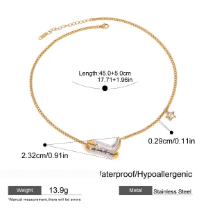 Collier Pendentif Femme Élégant En Forme De Bottes De Cowboy, En Acier Inoxydable Imperméable Et Couleur Or (1 Pièce) h5 