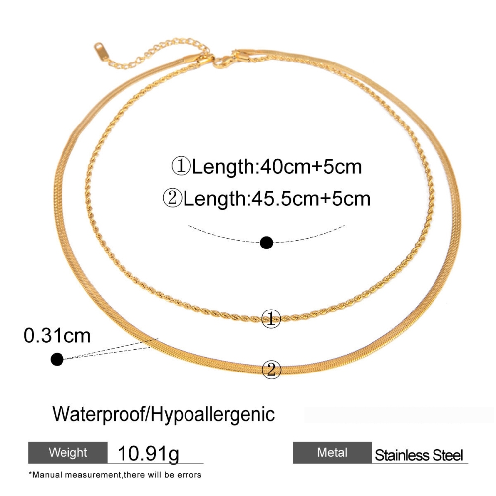 Collier Simple Et Décontracté En Acier Inoxydable Plaqué Or Pour Femme, 1 Pièce Image2