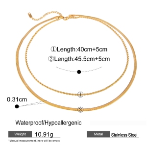 Collier Simple Et Décontracté En Acier Inoxydable Plaqué Or Pour Femme, 1 Pièce h5 Image2