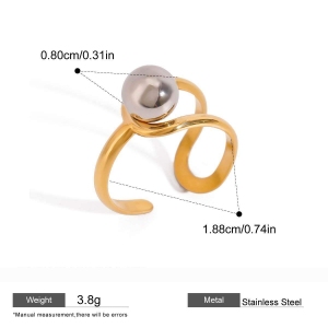 1 Paire De Bagues Ajustables Pour Femme En Acier Inoxydable Plaqué Or , Série Simple Daily Line h5 Image2
