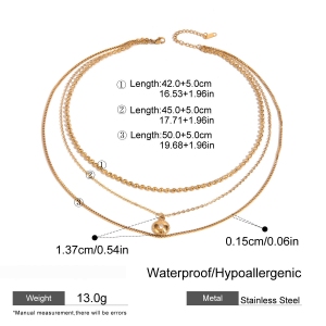Collier Élégant Annulaire En Acier Inoxydable Plaqué Or Avec Strass Pour Femme, Série Classique, 1 Pièce h5 Image2