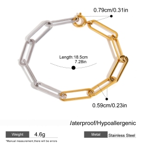 Bracelet Chaîne Pour Femme En Acier Inoxydable Plaqué Or , Série Simple Daily Line, 1 Pièce h5 Image2
