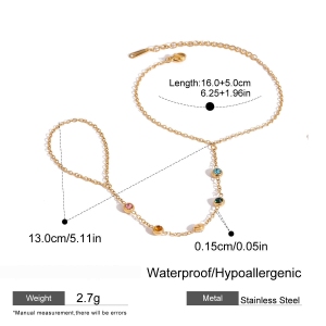 Bracelet Chaîne Pour Femme En Acier Inoxydable Plaqué Or  Avec Strass, Série Luxueuse Sweet Line h5 Image2