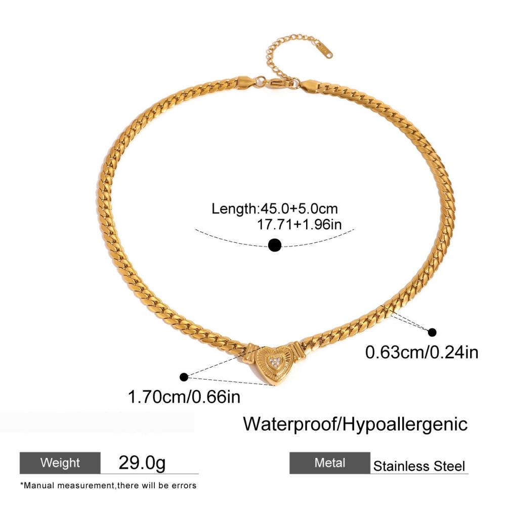Collier Élégant En Acier Inoxydable Plaqué Or Avec Pendentif En Forme De Cœur Et D'Amour, Série Luxueuse, 1 Pièce