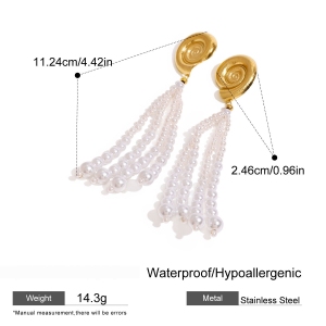 Boucles D'Oreilles Pour Femme, Collection Romantique, En Coquillage, Acier Inoxydable Plaqué Or, Perles Artificielles. h5 Image2