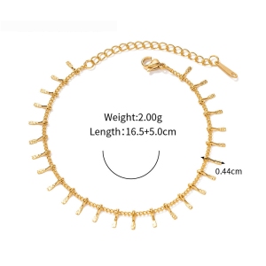 Bracelet À Breloques Pour Femme, Série Simple, Ligne , En Acier Inoxydable Plaqué Or , 1 Pièce h5 Image2