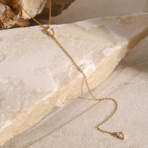 Collier Pendentif Simple En Acier Inoxydable Plaqué Or Avec Strass Pour Femme, Série Simple h5