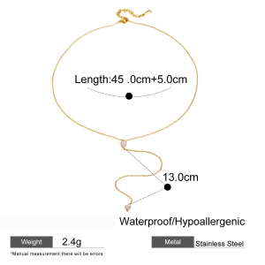 Collier Pendentif Simple En Acier Inoxydable Plaqué Or Avec Strass Pour Femme, Série Simple h5 Image2