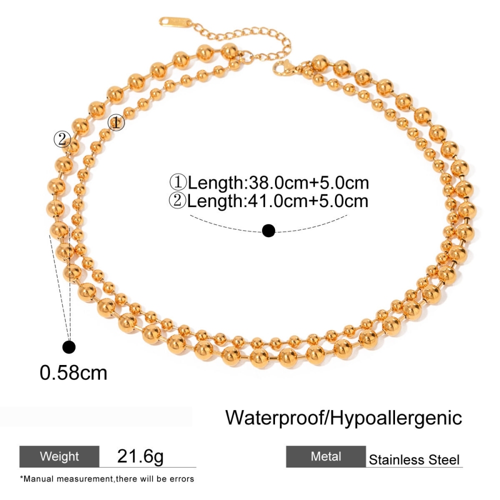 Collier De Perles Pour Femme En Acier Inoxydable Plaqué Or , Série Simple, Cœur Simple, 1 Pièce Image2
