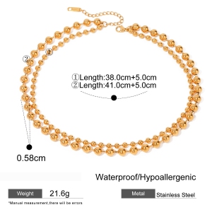 Collier De Perles Pour Femme En Acier Inoxydable Plaqué Or , Série Simple, Cœur Simple, 1 Pièce h5 Image2