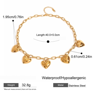 Collier Avec Pendentif En Forme De Cœur En Acier Inoxydable Plaqué Or  Pour Femme, Série Simple, 1 Pièce h5 Image2