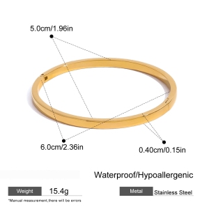 Bracelet Pour Femme, Série Simple, Classique, Géométrique, En Acier Inoxydable Plaqué Or , 1 Pièce h5
