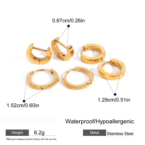1 Paire De Boucles D'Oreilles Géométriques Rétro En Acier Inoxydable Plaqué Or Pour Femme h5 Image2