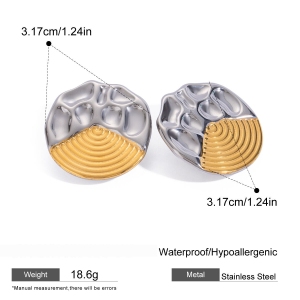 1 Paire De Boucles D'Oreilles À Tige Géométriques Rétro En Acier Inoxydable Plaqué Or Pour Femme h5 Image2