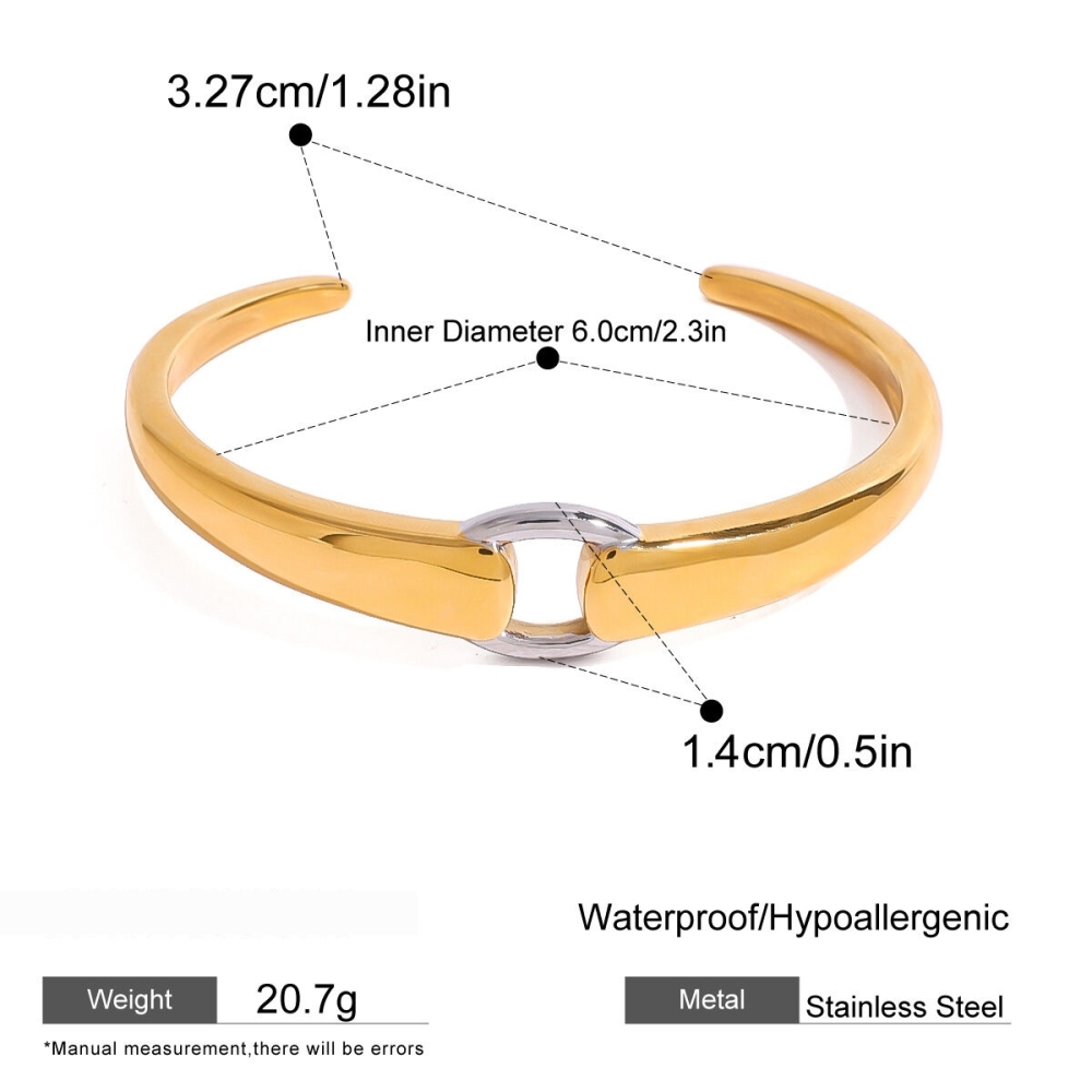 Bracelet Simple Géométrique En Acier Inoxydable Plaqué Or Pour Femme, 1 Pièce Image2