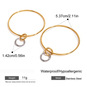 1 Paire De Boucles D'Oreilles Créoles Géométriques Simples En Acier Inoxydable Plaqué Or Pour Femme h5 Image2
