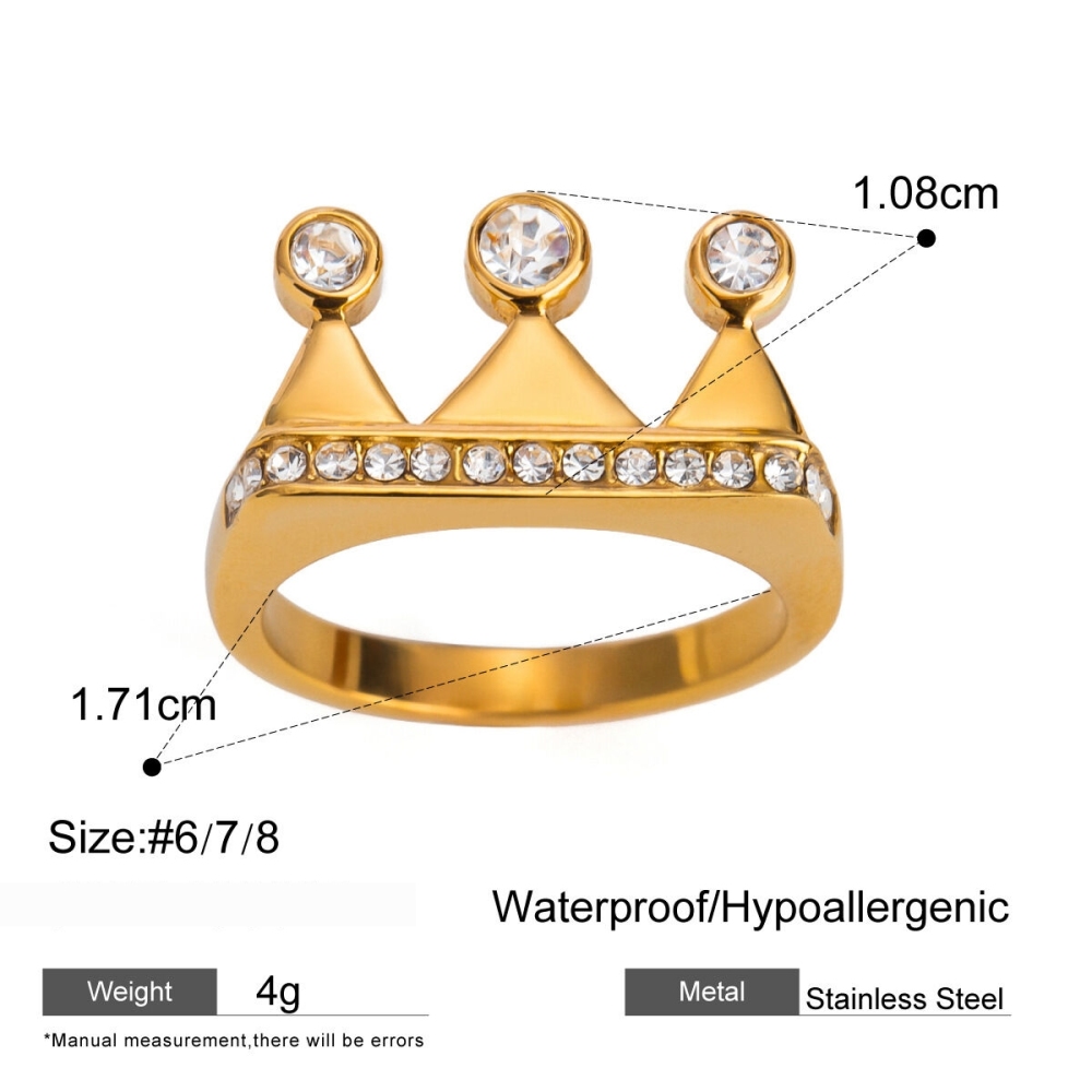 1 Paire De Bagues Simples Géométriques En Acier Inoxydable Plaqué Or  Et Zircone Pour Femme Image2