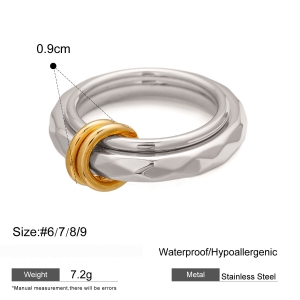 1 Paire De Bagues Simples Géométriques En Acier Inoxydable Plaqué Or  Pour Femme h5 Image2