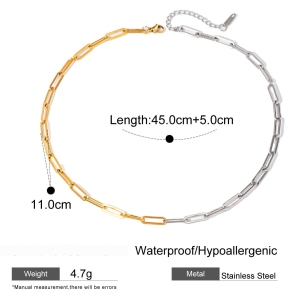 Collier Chaîne Géométrique Simple En Acier Inoxydable Plaqué Or  Pour Femme, 1 Pièce h5 Image2