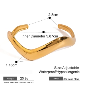 Bracelet Simple En Acier Inoxydable Plaqué Or  Pour Femme, 1 Pièce h5 Image2