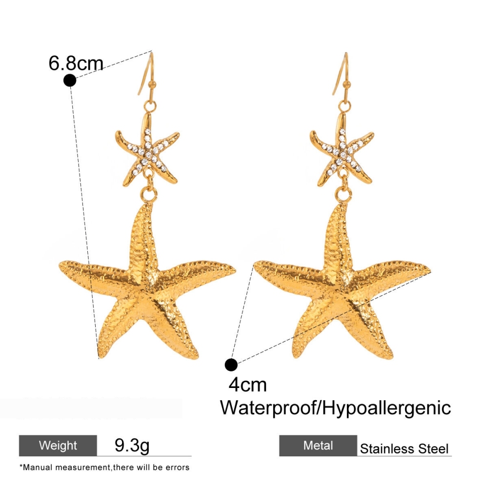 1 Paire De Boucles D'Oreilles Pendantes Pour Femme En Acier Inoxydable Plaqué Or , Motif Tortue De Vacances, Série Simple Image2