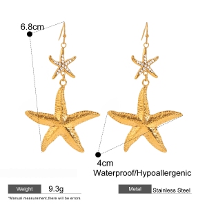 1 Paire De Boucles D'Oreilles Pendantes Pour Femme En Acier Inoxydable Plaqué Or , Motif Tortue De Vacances, Série Simple h5 Image2