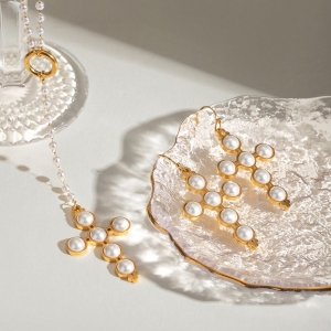 1 Paire De Boucles D'Oreilles Rétro En Acier Inoxydable Plaqué Or Avec Perles Artificielles Pour Femme h5