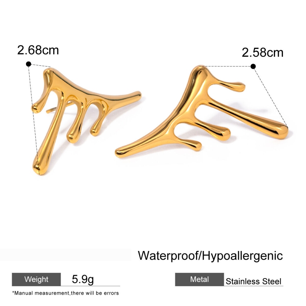 1 Paire De Boucles D'Oreilles À Tige Irrégulières En Acier Inoxydable Plaqué Or  Pour Femme Image2
