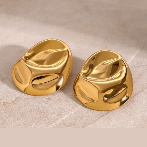 1 Paire De Boucles D'Oreilles À Tige Simples En Acier Inoxydable Plaqué Or  Pour Femme h5 