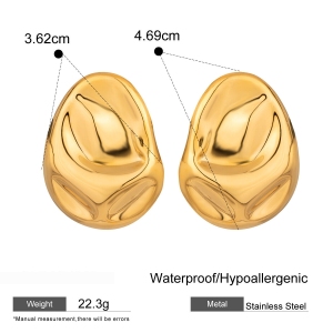 1 Paire De Boucles D'Oreilles À Tige Simples En Acier Inoxydable Plaqué Or  Pour Femme h5 Image2