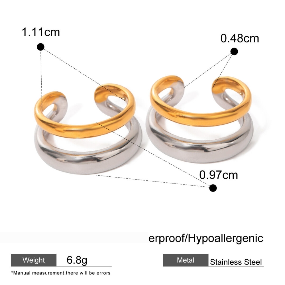 1 Paire De Bagues Simples Géométriques En Acier Inoxydable Plaqué Or  Pour Femme Image2