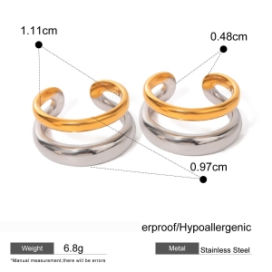 1 Paire De Bagues Simples Géométriques En Acier Inoxydable Plaqué Or  Pour Femme h5 Image2