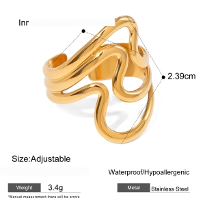 Bague Simple Pour Femme, En Acier Inoxydable Plaqué Or, Géométrique, Étanche (1 Pièce). h5 Image2
