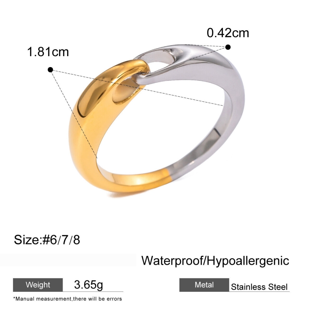 Bague Ajustable Pour Femme, En Acier Inoxydable Plaqué Or, Ornée De Zircon Et De Couleurs Assorties (1 Pièce). Image2