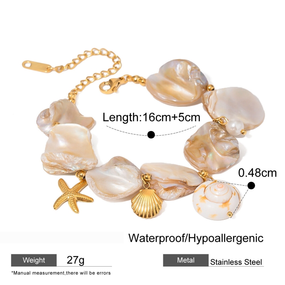 Bracelet De Perles Pour Femme, Série Simple Vacation Turtle, En Acier Inoxydable Plaqué Or , 1 Pièce Image2