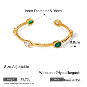 Bracelet Géométrique En Acier Inoxydable Plaqué Or  Et Zircon Pour Femme, Série Simple, Style Ins h5 Image2
