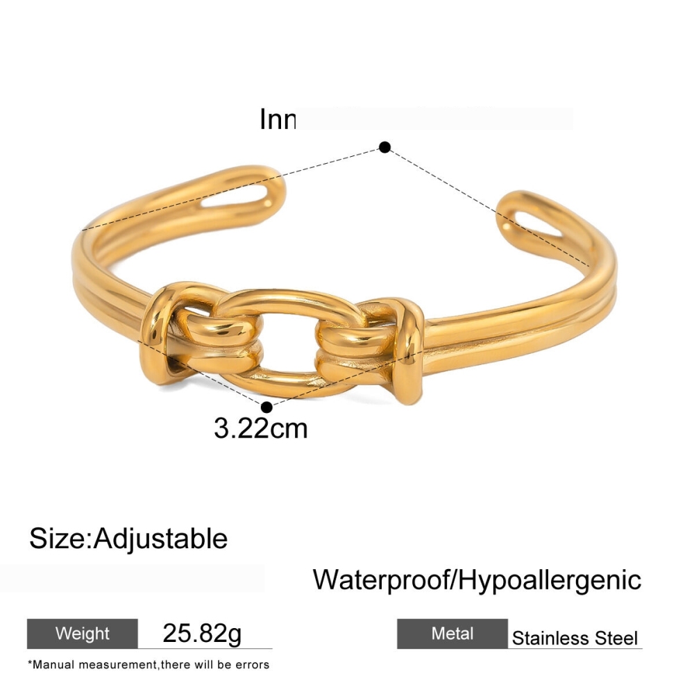 Bracelet Simple Torsadé En Acier Inoxydable Plaqué Or  Pour Femme, 1 Pièce Image2