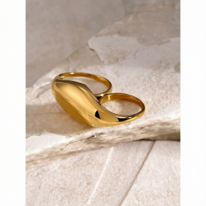 Bague Ajustable Géométrique Pour Femme, En Acier Inoxydable Plaqué Or Et Étanche (1 Pièce). h5 