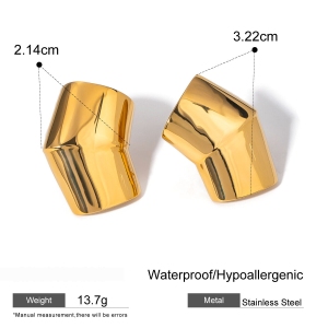 1 Paire De Boucles D'Oreilles À Tige Géométriques En Acier Titane Plaqué Or Pour Femme, Série Simple h5