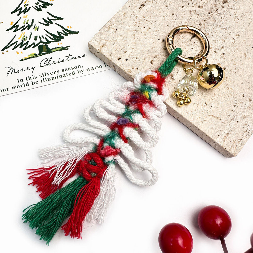 Collection Ethnique Décontractée De Noël Avec Pompons Multicolores Et Breloques En Corde Tressée Pour Sacs